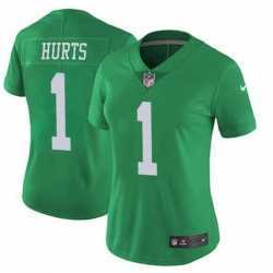 Women%27s Philadelphia Eagles #1 Jalen Hurts Limited Green Vapor Untouchable NFL Nike Jersey